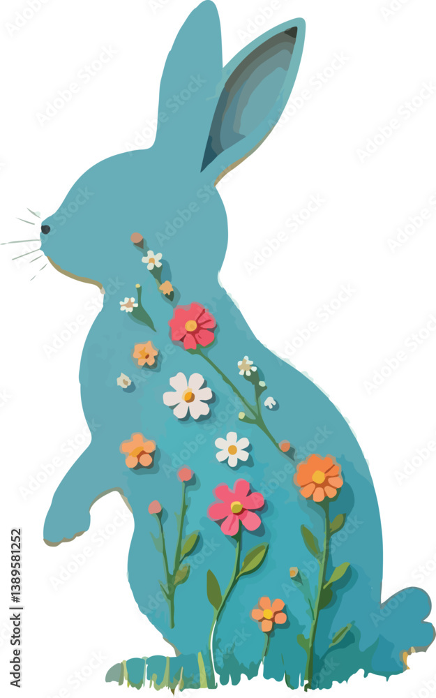 Obraz premium easter bunny with flowers