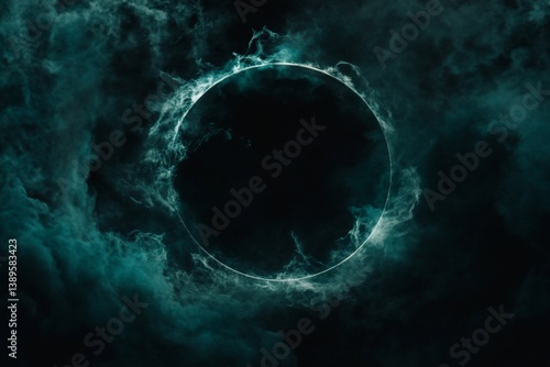 Mystical circle in dark clouds