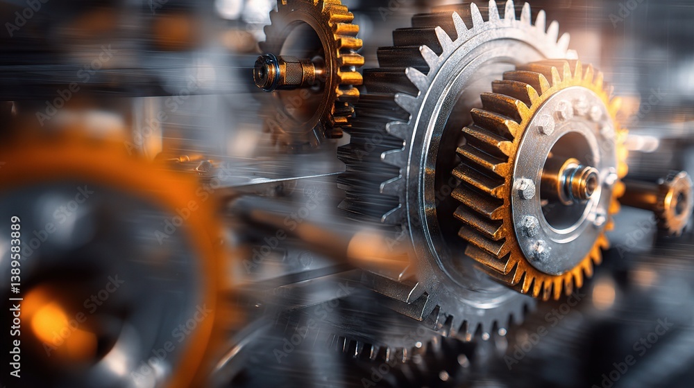 Intricate Gears Mechanism with Blurred Background in Double Exposure Intricate Gears Mechanism with Blurred Background in Double Exposure