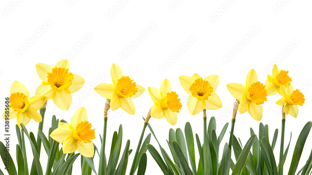 Vibrant Yellow Daffodils Blooming in Isolation on Transparent Background - Gorgeous Floral Photography Vibrant Yellow Daffodils Blooming in Isolation on Transparent Background - Gorgeous Floral Photography