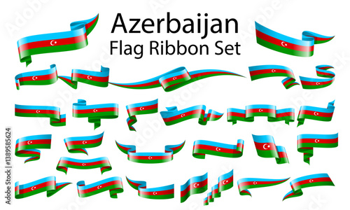 Azerbaijan ribbon flag set