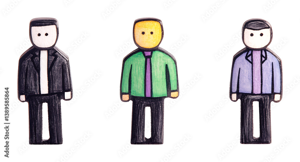 Stylish minimalist figures stand subtly against white background.. AI Generated Stylish minimalist figures stand subtly against white background.. AI Generated