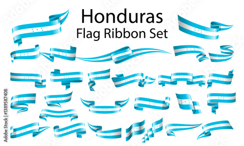 Honduras ribbon flag set