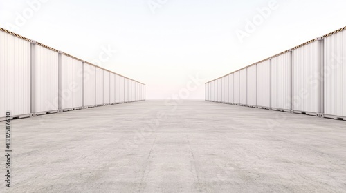 Endless corridor lined with minimalistic white walls creates sen