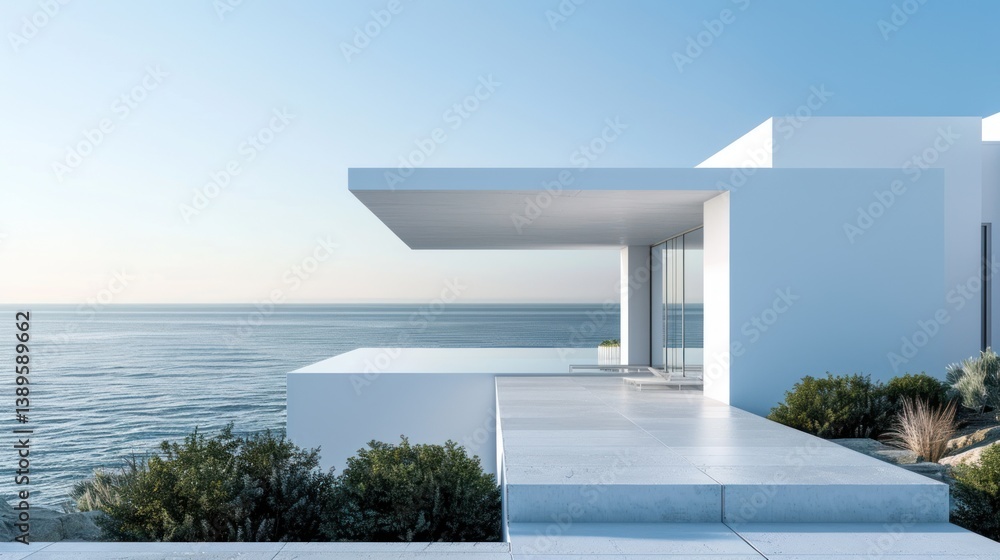 Fototapeta premium Modern Minimalist Villa with Ocean View