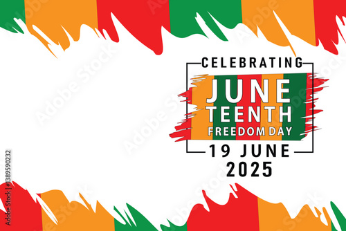 National Independence Day. Juneteenth, Freedom or Emancipation day. Annual american holiday, celebrated in June 19. African-American history and heritage. Poster, banner and background. Vector