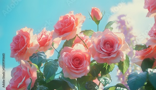 Wallpaper Mural Vibrant pink roses in a garden setting Torontodigital.ca