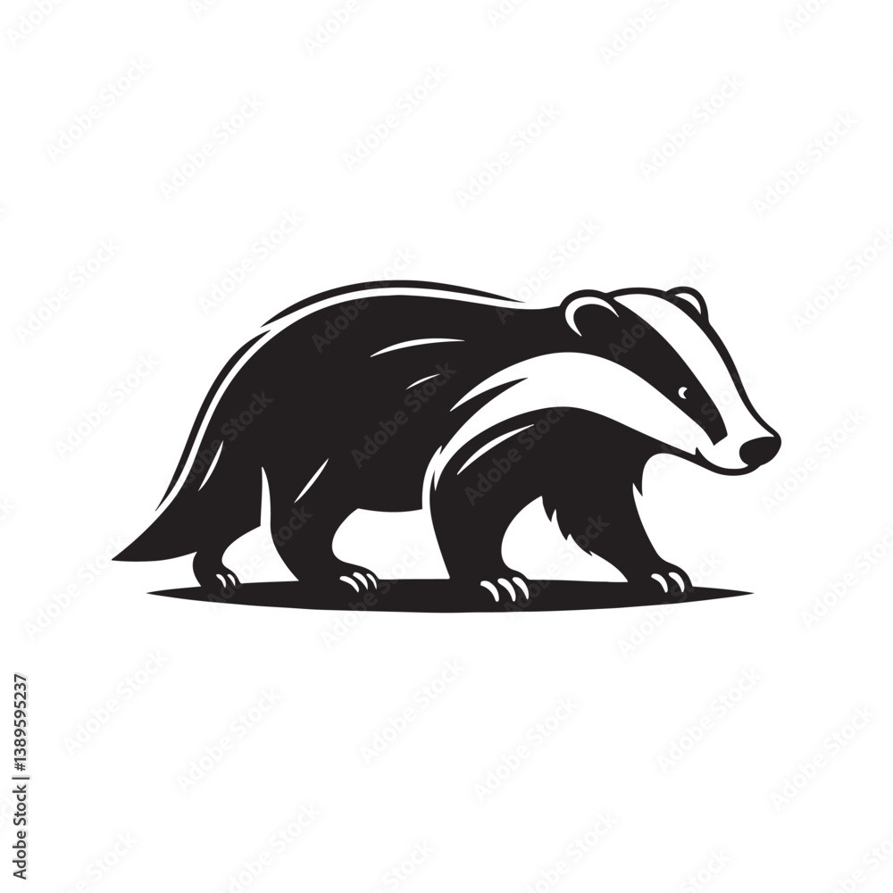 Obraz premium Badger Silhouette - Minimalist Badger Vector - Badger Illustration. Badger Animal Design.