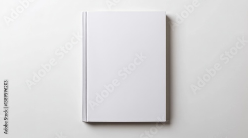 Minimalist design featuring blank white book on smooth surface i