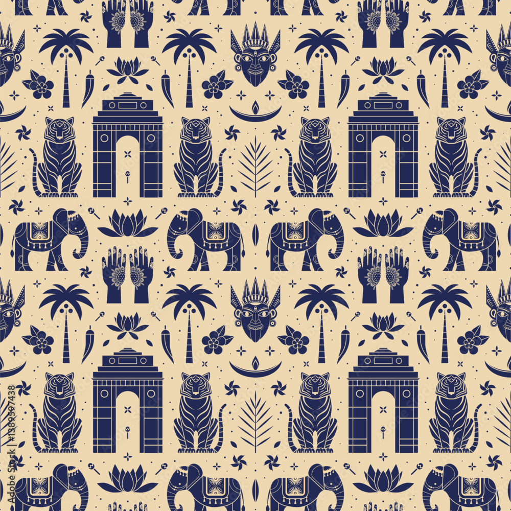 India Travel Pattern with Symbols and Attractions
