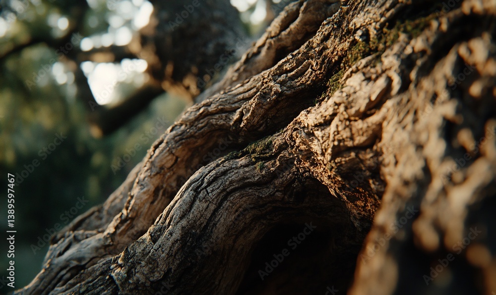 Ancient, gnarled tree trunk. Close-up view of textured bark Ancient, gnarled tree trunk. Close-up view of textured bark