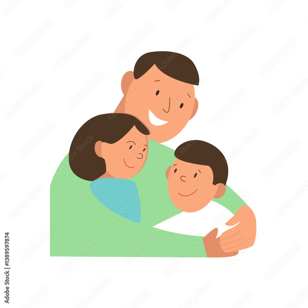 Dad hugs kids. For poster, card, banner, discount, special offer, cover, menu, advertising. Vector illustration EPS10
Dad hugs kids. For poster, card, banner, discount, special offer, cover, menu, advertising. Vector illustration EPS10