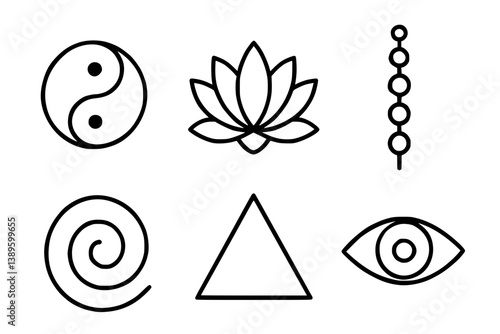 Vector Set of Spiritual and Mystical Symbols – Line Art Icon Collection