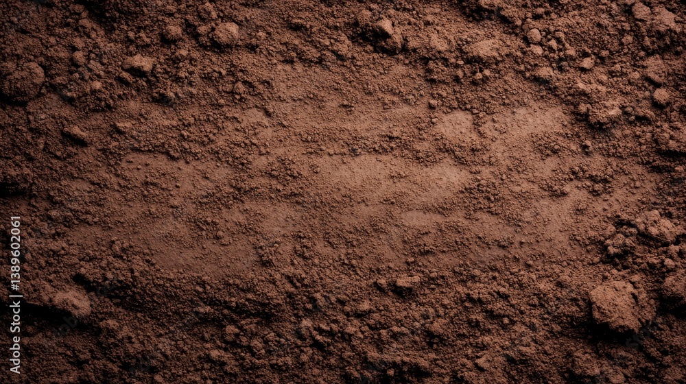 Close-up view of rich brown soil texture with subtle variations, ideal for agricultural themes Close-up view of rich brown soil texture with subtle variations, ideal for agricultural themes