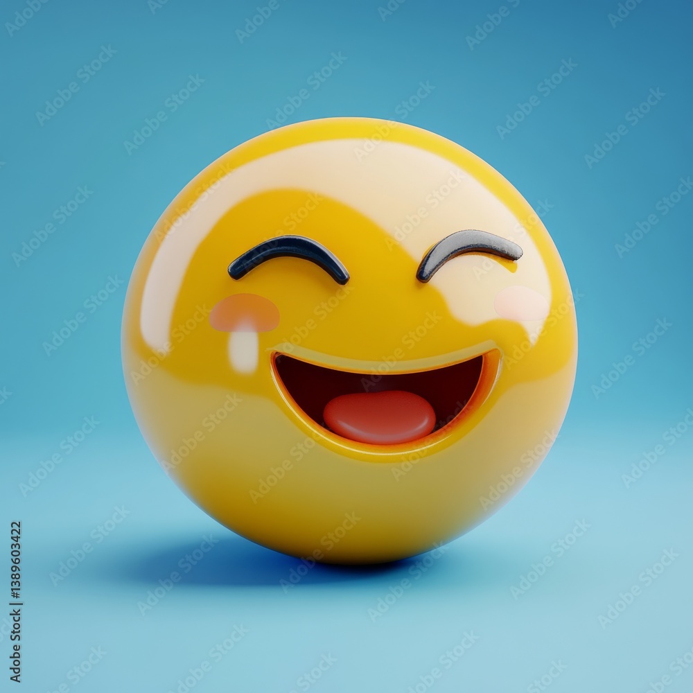 Laughing Emoji on Blue Background: A Vibrant and Joyful 3D Rendered Image Laughing Emoji on Blue Background: A Vibrant and Joyful 3D Rendered Image