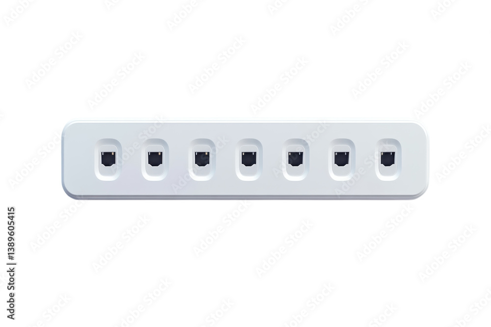 Sleek white eight port data hub minimalist design clean aesthetic modern tech simple connectivity Sleek white eight port data hub minimalist design clean aesthetic modern tech simple connectivity