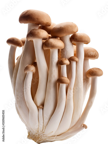 King oyster mushroom showing gills on transparent background