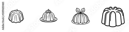 Obraz na płótnie Set of minimalist line icons depicting various desserts on plates and in different shapes, perfect for food-related graphics or branding w salonie