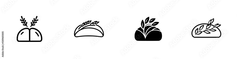 Vector minimalist line icons showcasing a variety of healthy food items with a focus on plant-based options for a modern lifestyle Vector minimalist line icons showcasing a variety of healthy food items with a focus on plant-based options for a modern lifestyle