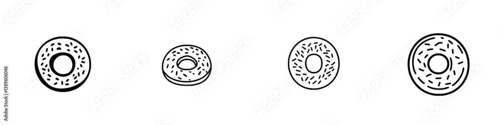 Vector minimalist line icons of donuts in various styles and sizes for creative design projects Vector minimalist line icons of donuts in various styles and sizes for creative design projects