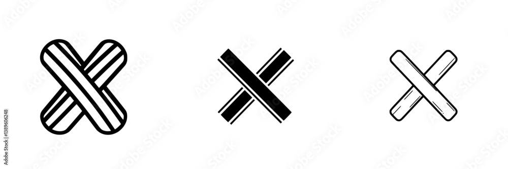 Minimalist line icons showcasing various styles of cross designs for graphic and web applications Minimalist line icons showcasing various styles of cross designs for graphic and web applications