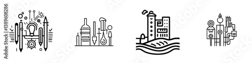 Wallpaper Mural Collection of minimalist line icons representing various concepts in a clean and modern design style Torontodigital.ca