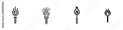 Obraz na płótnie Minimalist line icons showcasing various torch designs in a sleek, modern style w salonie