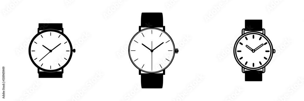 Minimalist line icons showcasing various stylish wristwatches designed for modern users in a chic aesthetic Minimalist line icons showcasing various stylish wristwatches designed for modern users in a chic aesthetic