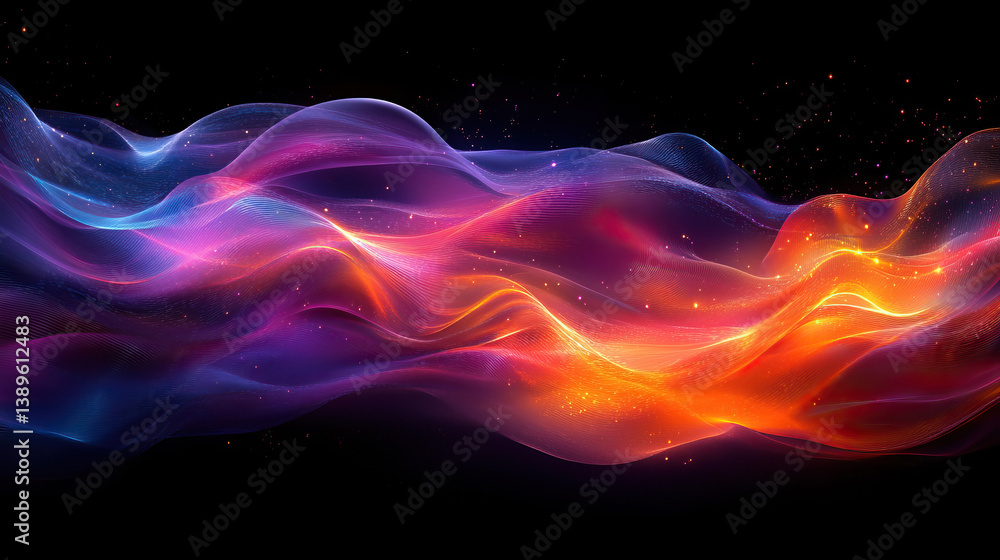 Vibrant abstract waves of colorful light on a dark background Vibrant abstract waves of colorful light on a dark background