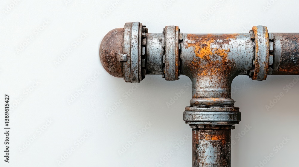 Isolated Rusty Metal Pipe Fitting Against a Clean White Background, industrial Isolated Rusty Metal Pipe Fitting Against a Clean White Background, industrial
