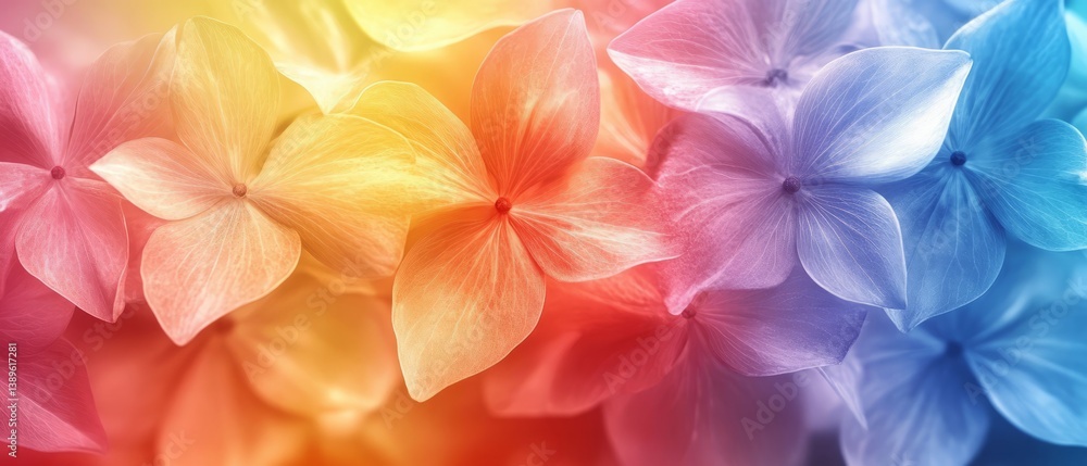 Rainbow Floral Pattern Background with Inflorescence Design