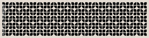 Mid century modern floral shapes pattern in black and white. Repeated and decorative design that can be used for packaging, decorating, interior design, wallpapers, and more.

