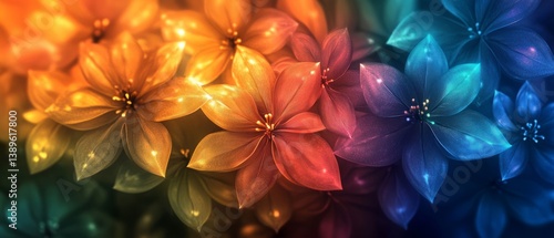 Obraz na płótnie Rainbow Floral Pattern Background with Inflorescence Design w salonie