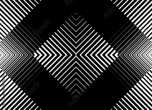 Modern striped pattern of rectangular geometric shapes in hi-tech style. Processor, electronic board, Reflen glass blocks. Tiles. Trendy technological black and white background from lines. vector