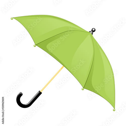 Opened green umbrella for raining weather