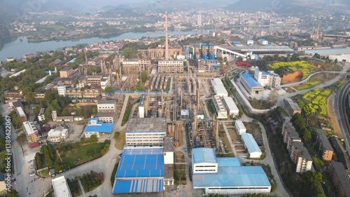 4K Aerial Video of Environmental Inspection at Factory Shutdown