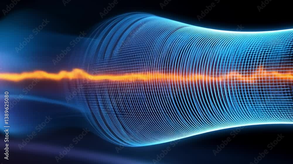 Electromagnetic Frequency: A dynamic visual representation of electromagnetic frequencies, illustrated with vibrant lines and a central glowing core.