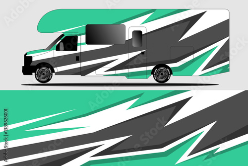 Wallpaper Mural Modern camper van with dynamic graphic design parked against a neutral background Torontodigital.ca
