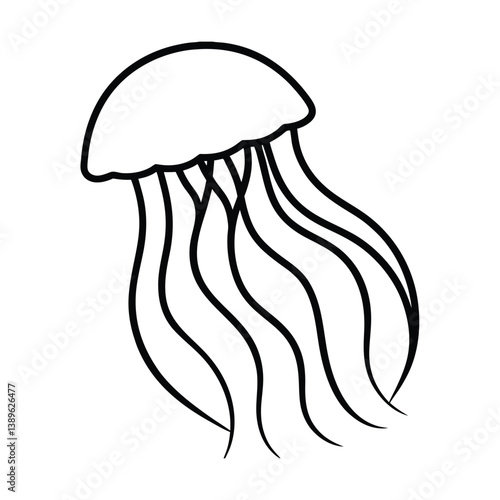 jellyfish line art vector on white background