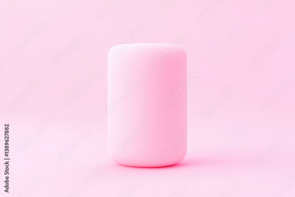 Pastel Pink Cylinder Object on Pink Background Pastel Pink Cylinder Object on Pink Background