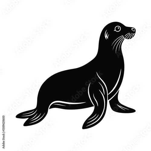 sea lion silhouette vector on white background