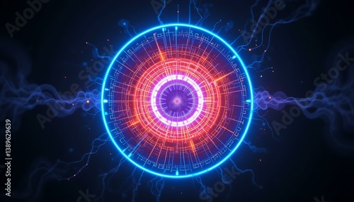 Stunning Neon Circular Energy Field: Abstract Tech Wallpaper