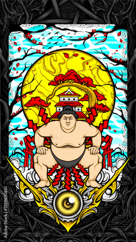japanese sumo illustration