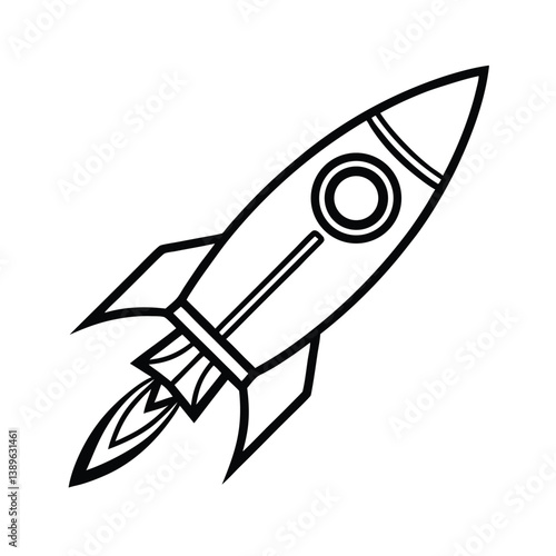 rocket line art vector illustration