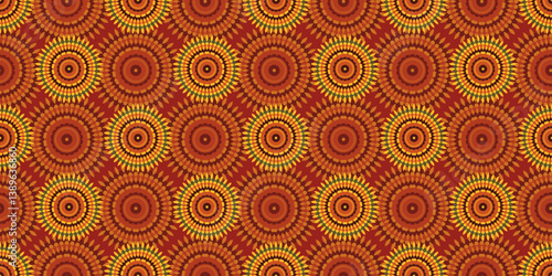 African ethnic traditional native pattern. Seamless pattern beautiful Kitenge, chitenge, dutch wax, and Ankara style. Design for carpet, wallpaper, clothing, wrapping, fabric, cover, dress. Vector