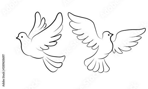 silhouettes of doves and pigeons