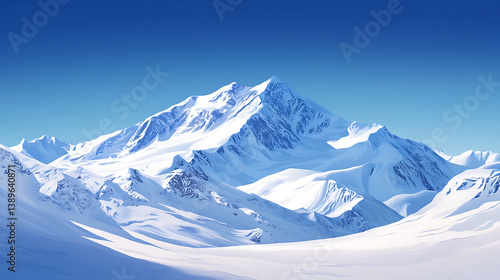 Wallpaper Mural Majestic snow-capped mountain peak under a clear blue sky. (1) Torontodigital.ca