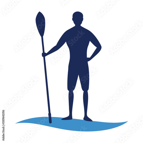 Paddleboarding Silhouette A Graphic Representation of Stand-Up Paddleboarding