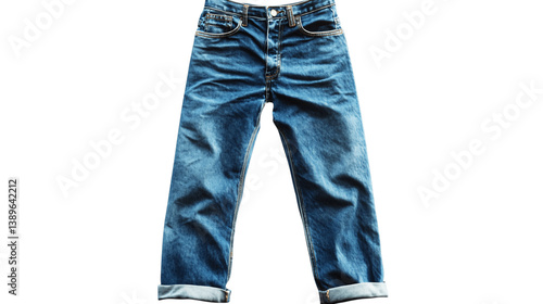 Denim pants with faded texture, isolated on clean surface, no extra items - white background --ar 16:9