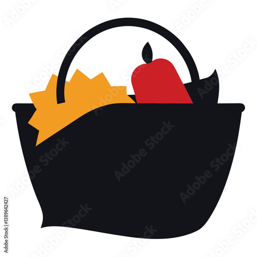 Fresh Food Market Basket  Vibrant Illustration of Healthy Eating